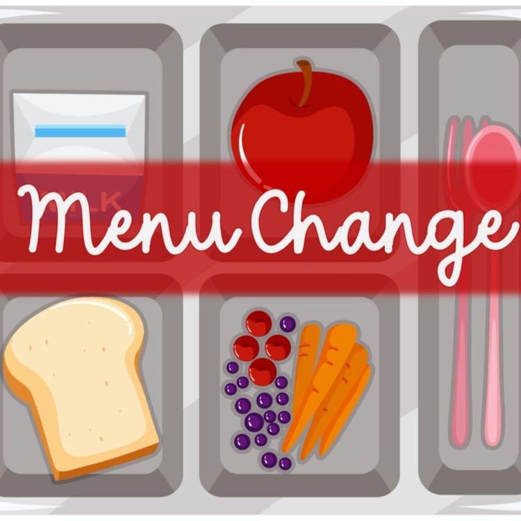 menu change and tray of food